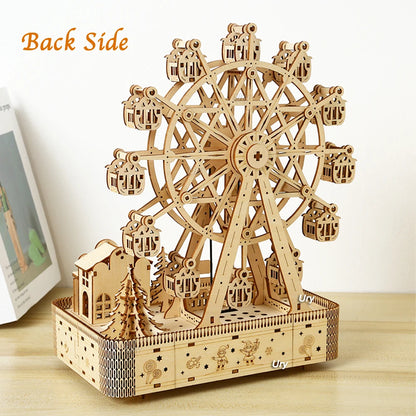 Rotatable Ferris Wheel Music Octave Box Model 3D Wooden Puzzle