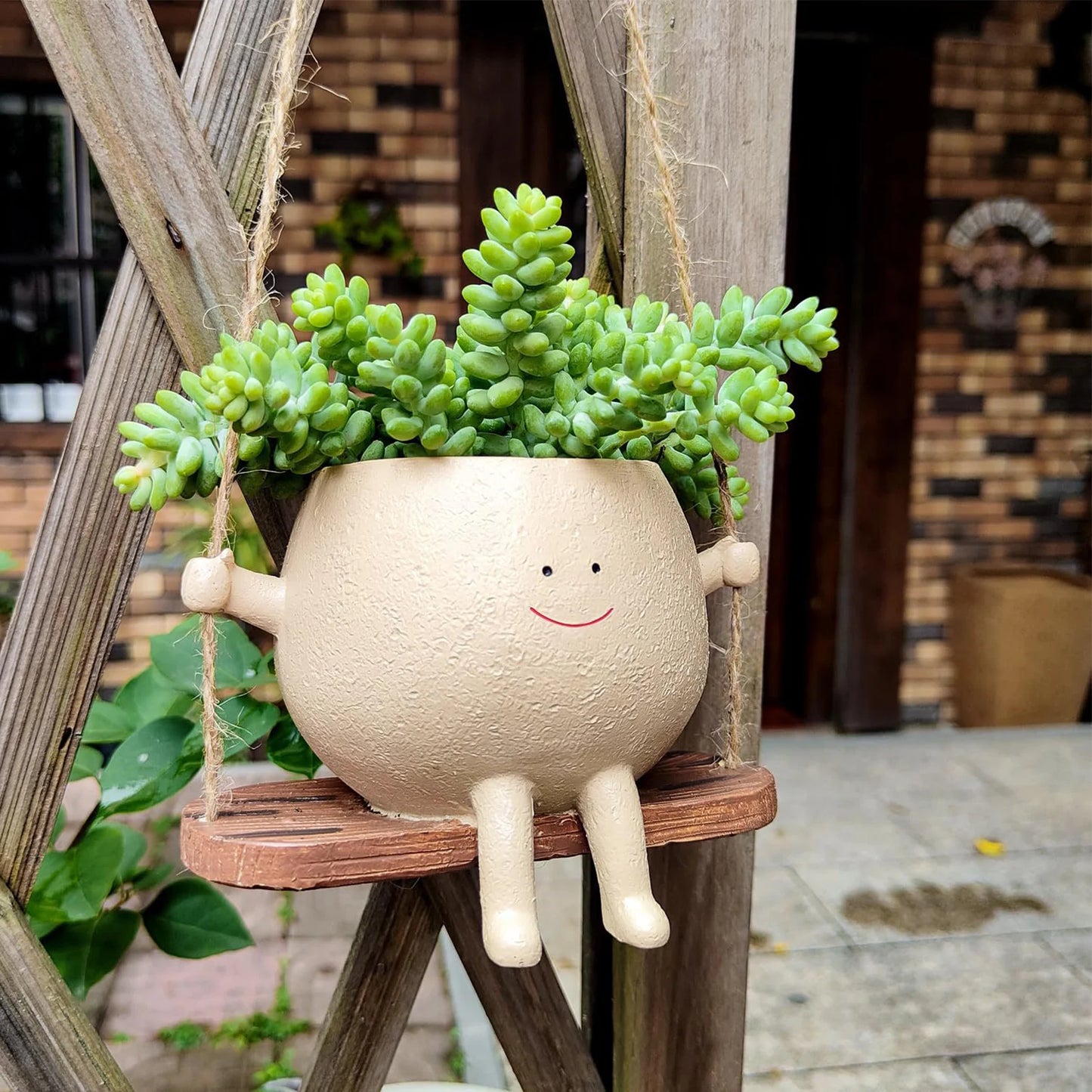 Smiling Face Resin Flower Pot