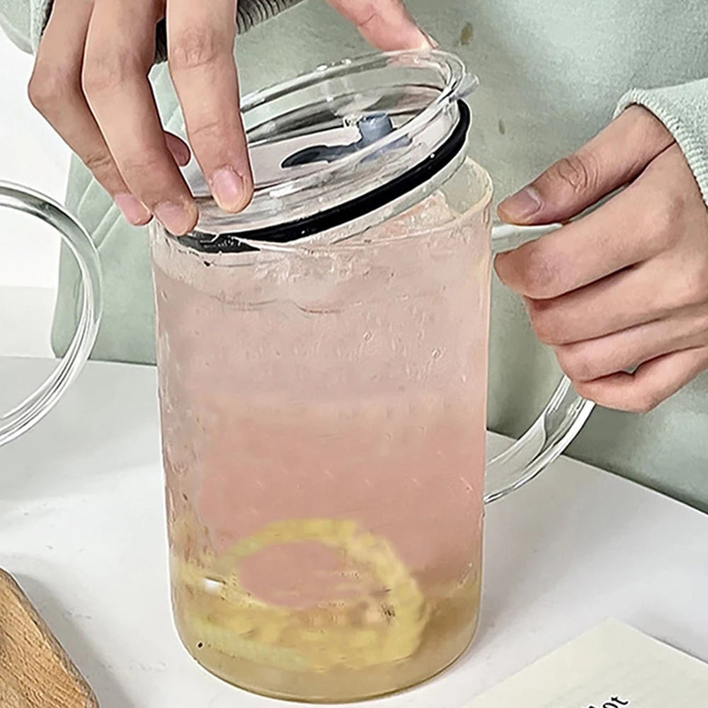 Drinking Glass Tumbler With Lid And Straw