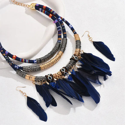 Ethnic Feather Choker Set