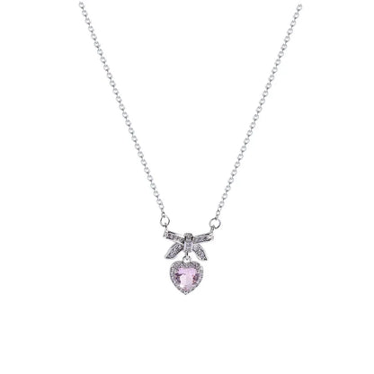 Crystal Heart Bow Tie Pendant