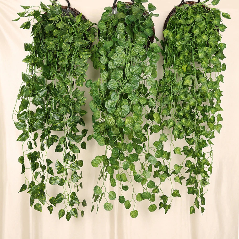 Green wall hanging Vine Leaves