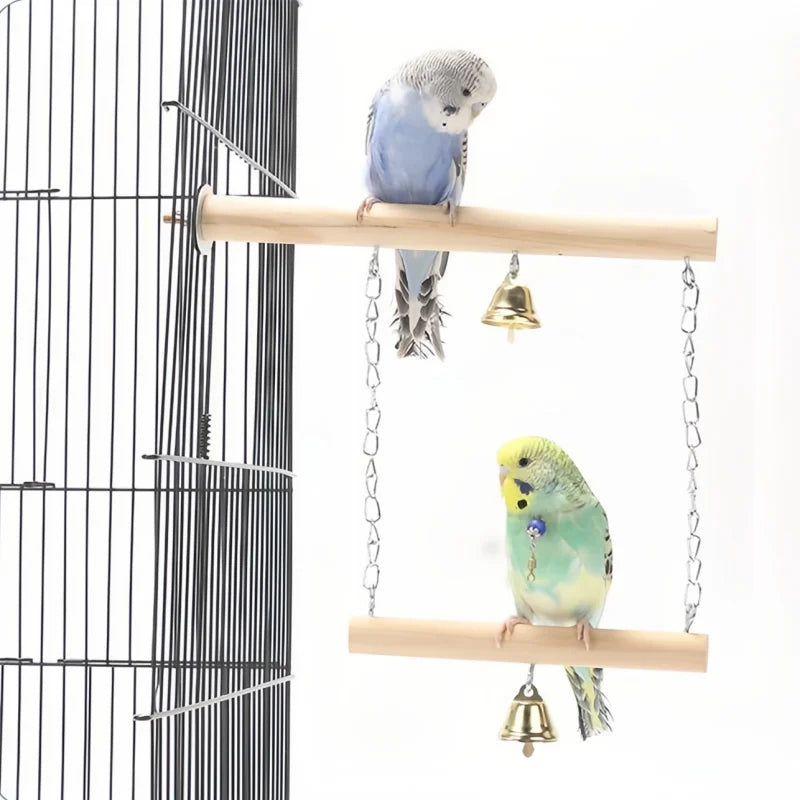 Wood Swing Bridge Toy with Bell for Pets