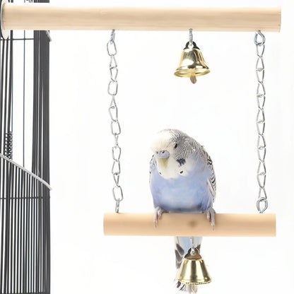 Wood Swing Bridge Toy with Bell for Pets