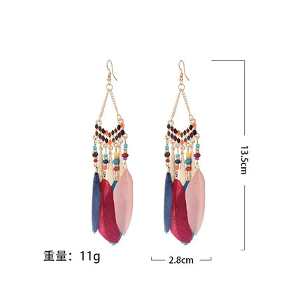 Ethnic Feather Dangle Earrings