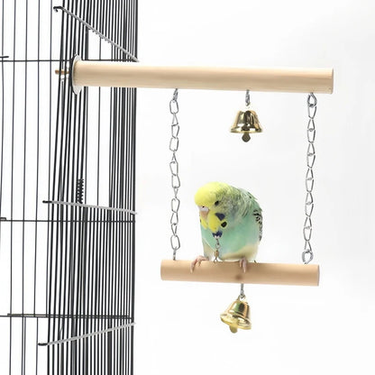 Wood Swing Bridge Toy with Bell for Pets