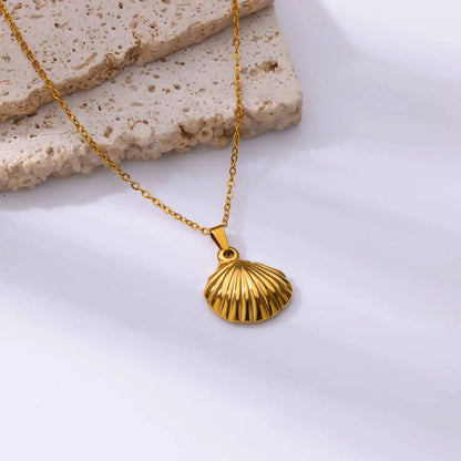 Gold Plated Shell Starfish Pendant Necklace