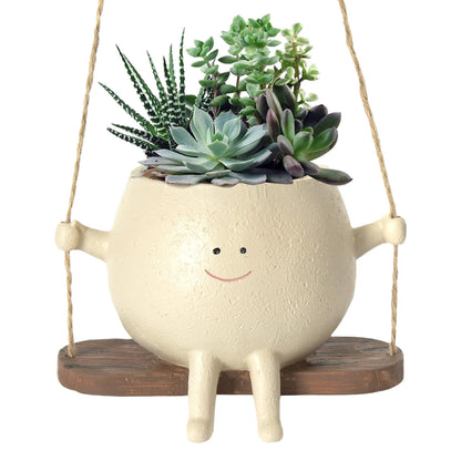 Smiling Face Resin Flower Pot