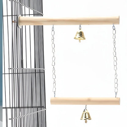 Wood Swing Bridge Toy with Bell for Pets